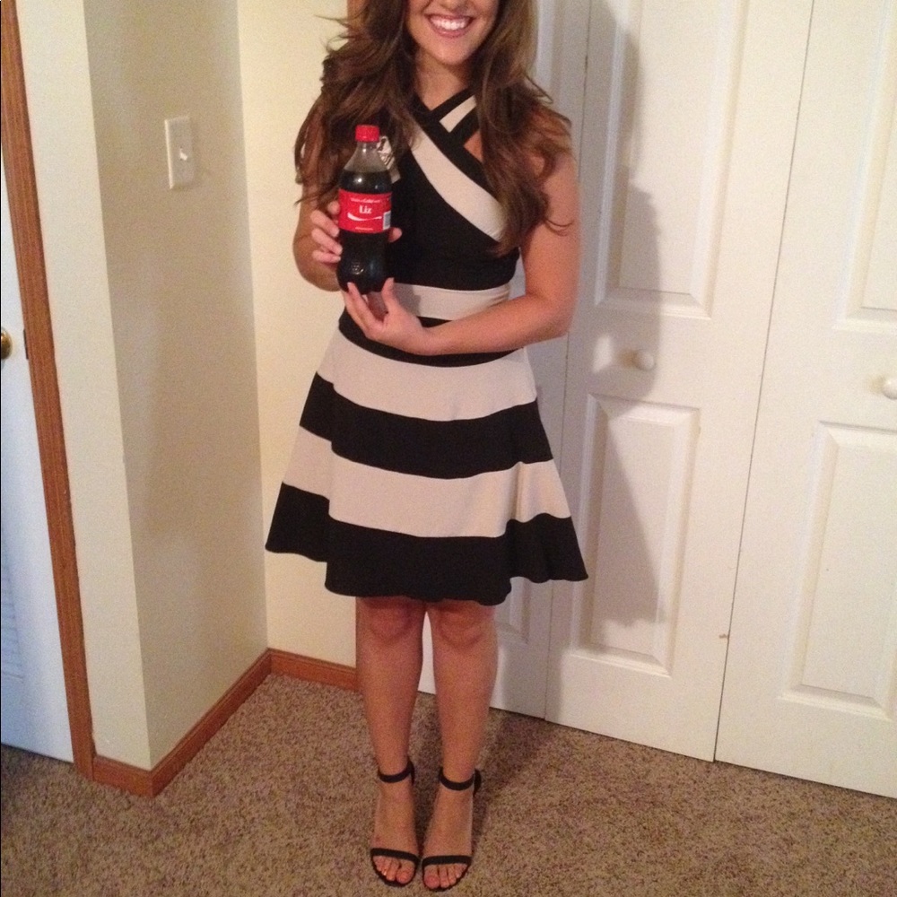 Black and beige party dress